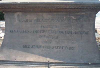 Thomas Hopkins Gallaudet Memorial, east face inscription image. Click for full size.