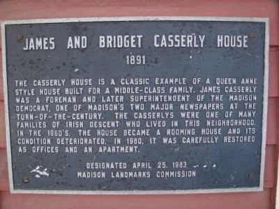 James and Bridget Casserly House Marker image. Click for full size.