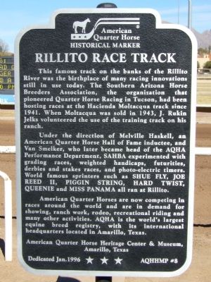 Rillito Race Track Marker. Click for full size. Rillito Race Track Marker image. Click for full size.
