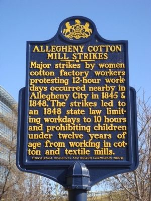 Allegheny Cotton Mill Strikes Marker image. Click for full size.