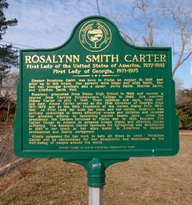 Rosalynn Smith Carter Marker. Click for full size. Rosalynn Smith Carter Marker image. Click for full size.
