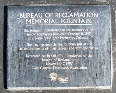 Bureau of Reclamation Memorial Fountain Marker image. Click for full size.