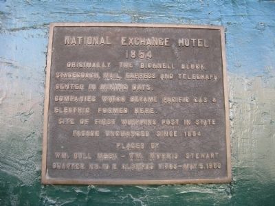 National Exchange Hotel Marker image. Click for full size.