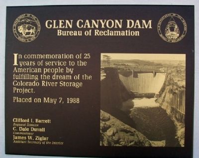 Glen Canyon Dam Marker. Click for full size. Glen Canyon Dam Marker image. Click for full size.