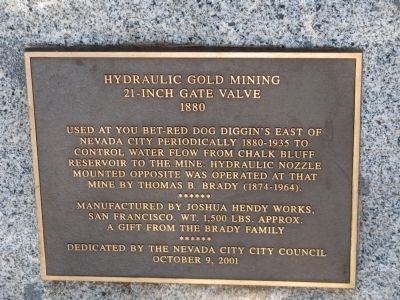 Hydraulic Gold Mining 21-Inch Gate Valve Marker image. Click for full size.