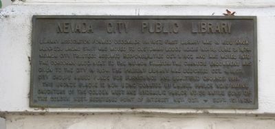 Nevada City Public Library Marker image. Click for full size.