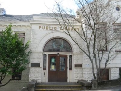Nevada City Public Library and Markers image. Click for full size.