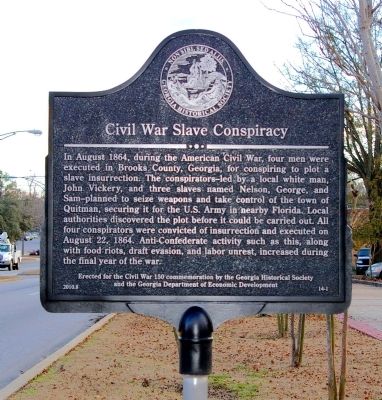 Civil War Slave Conspiracy Marker image. Click for full size.