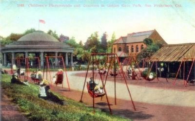 "Children's Playground and Quarters in Golden Gate Park, San Francisco, Cal," - postcard view image. Click for full size.