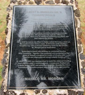 Albert S. Morgan Sr.'s Lydgate Pools Marker image. Click for full size.