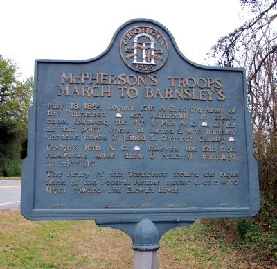 McPhersons Troops March to Barnsleys Marker image. Click for full size.