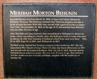Meribah Morton Behunin Marker image. Click for full size.