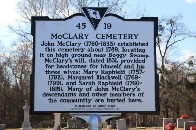 McClary Cemetery Marker (front) image. Click for full size.
