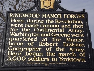 Ringwood Manor Forges Marker image. Click for full size.