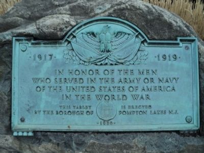 Pompton Lakes World War Memorial Marker image. Click for full size.