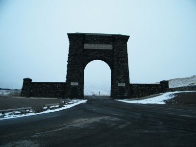 Roosevelt Arch looking south towards Yellowstone National Park image. Click for full size.