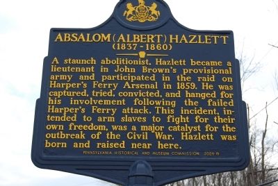 Absalom (Albert) Hazlett Marker. Click for full size. Absalom (Albert) Hazlett Marker image. Click for full size.