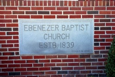 Plaque at Ebenezer Baptist Church image. Click for full size.