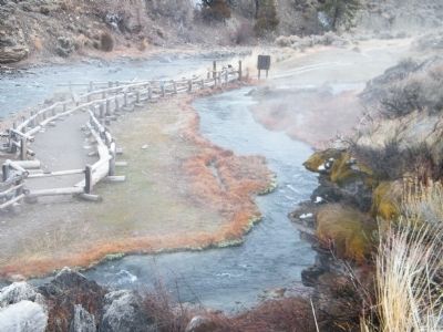 Smaller Boiling River which drains from Mammoth Hot Springs near where it joins larger Gardner River image. Click for full size.