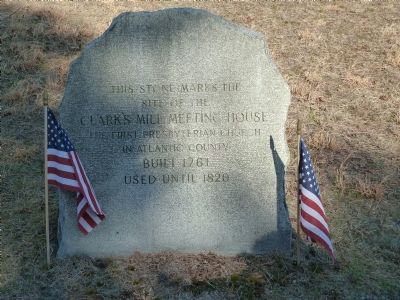 Stone marking the site of Clark's Mill Meeting House image. Click for full size.