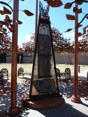 Veterans Monument Sculpture North Side With USS Arizona Fragments image. Click for full size.