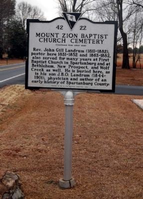 Mount Zion Baptist Church Cemetery Marker -<br>Reverse image. Click for full size.