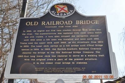 Old Railroad Bridge Marker (reverse) image. Click for full size.