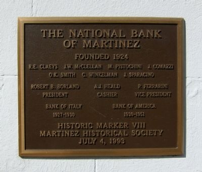 The National Bank of Martinez Marker image. Click for full size.