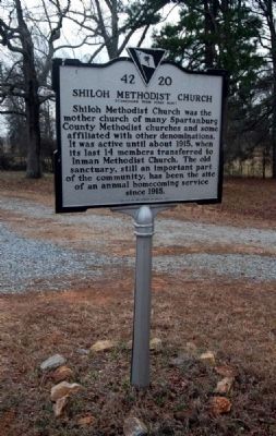 Shiloh Methodist Church Marker -<br>Reverse image. Click for full size.