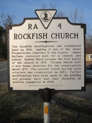 Rockfish Church Marker. Click for full size. Rockfish Church Marker image. Click for full size.