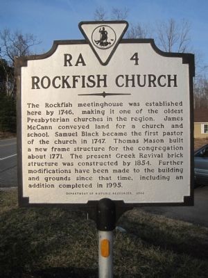 Rockfish Church Marker image. Click for full size.