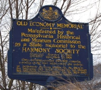 Old Economy Memorial Marker. Click for full size. Old Economy Memorial Marker image. Click for full size.