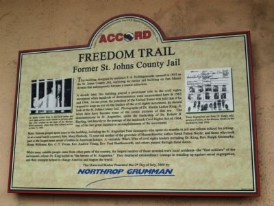 Former St. Johns County Jail Marker. Click for full size. Former St. Johns County Jail Marker image. Click for full size.