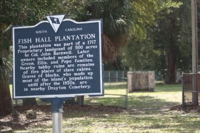 Fish Hall Plantation Marker with new paint image. Click for full size.