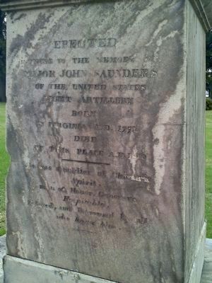 Major John Saunders Monument Inscription image. Click for full size.