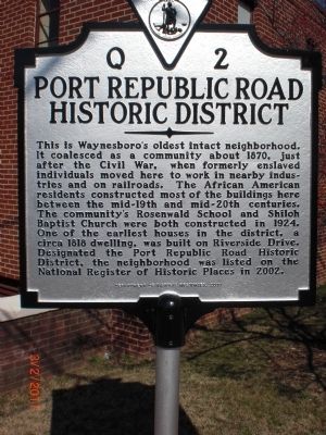 Port Republic Road Historic District Marker. Click for full size. Port Republic Road Historic District Marker image. Click for full size.