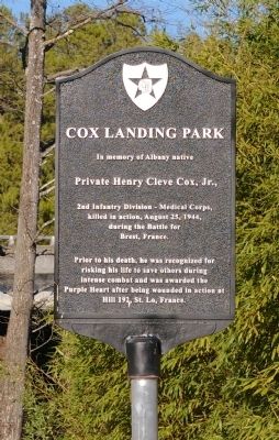 Cox Landing Park Marker. Click for full size. Cox Landing Park Marker image. Click for full size.