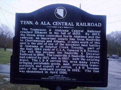 Tenn. & Ala. Central Railroad Marker image. Click for full size.
