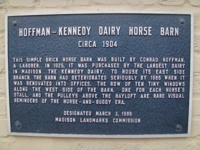 Hoffman - Kennedy Dairy Horse Barn Marker image. Click for full size.