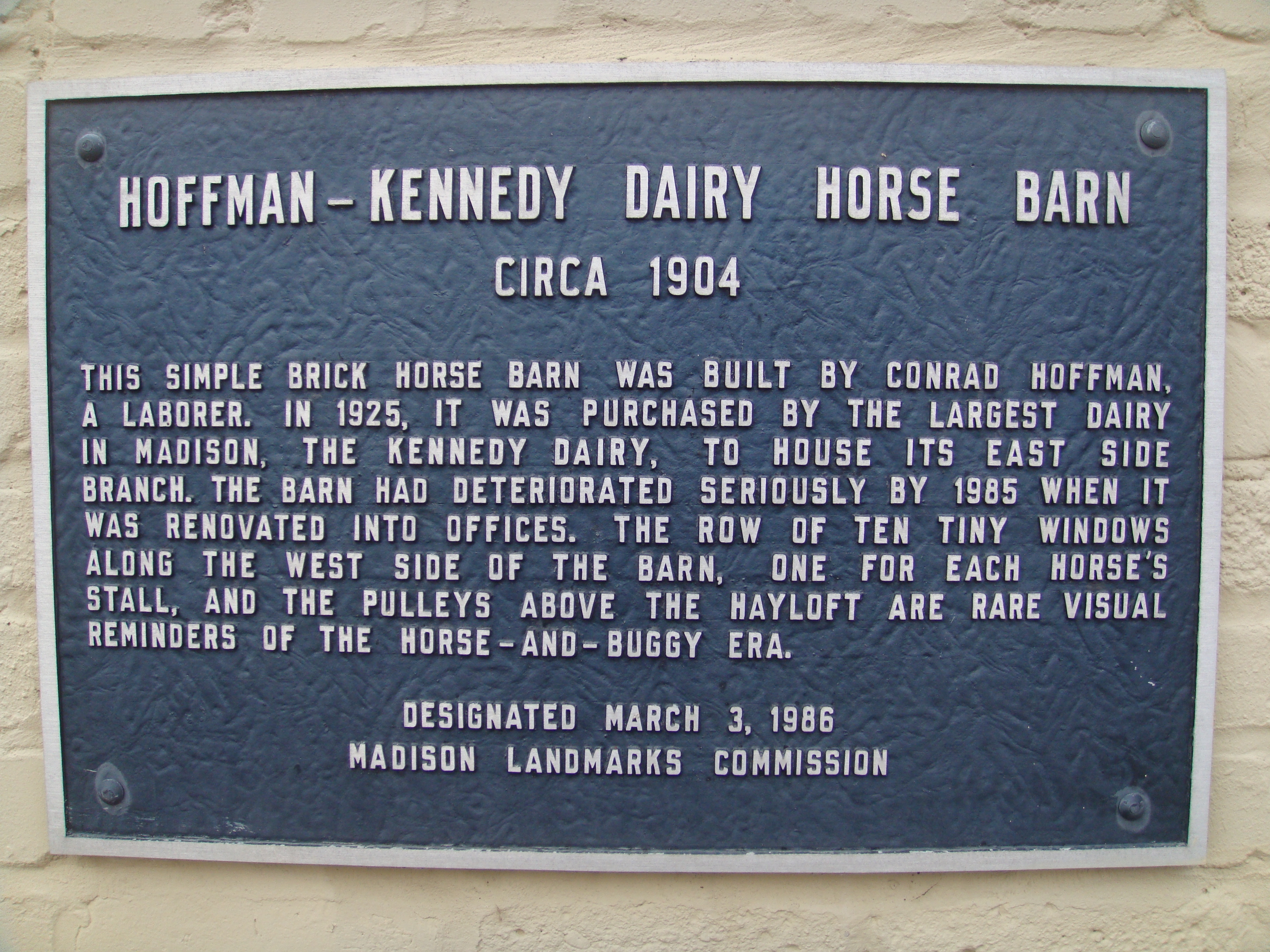 Hoffman - Kennedy Dairy Horse Barn Marker