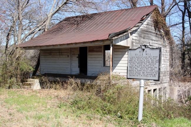 Present day remaining Hall's Mill and Marker, west side view. Click for full size. Present day remaining Hall's Mill and Marker, west side view image. Click for full size.