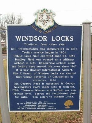 Windsor Locks Marker (Back). Click for full size. Windsor Locks Marker (Back) image. Click for full size.