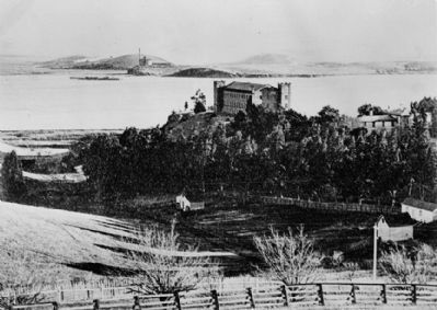 Benicia Storehouse (upper middle) and Commandant's Home (upper right) image. Click for full size.