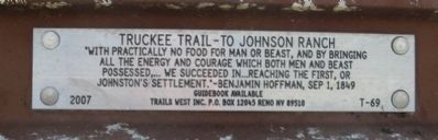 Truckee Trail – To Johnson Ranch Marker image. Click for full size.