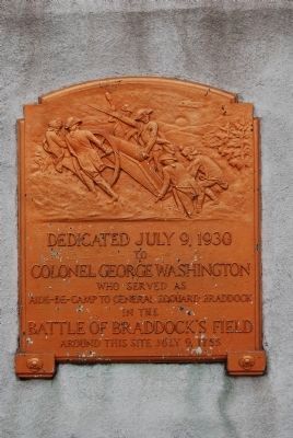 Colonel George Washington Statue Plaque image. Click for full size.