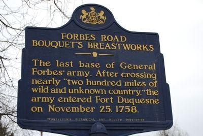 Forbes Road Bouquet's Breastworks Marker image. Click for full size.