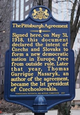 The Pittsburgh Agreement Marker image. Click for full size.