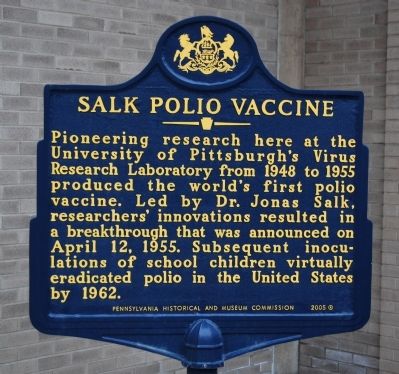 Salk Polio Vaccine Marker. Click for full size. Salk Polio Vaccine Marker image. Click for full size.