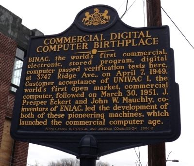 Commercial Digital Computer Birthplace Marker image. Click for full size.