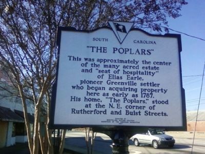 "The Poplars" / Elias Earle Marker image. Click for full size.